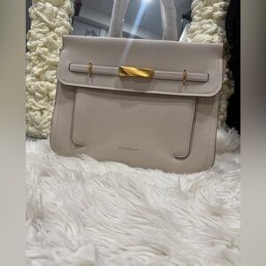 Donna Karan Cream Satchel with Gold Accent